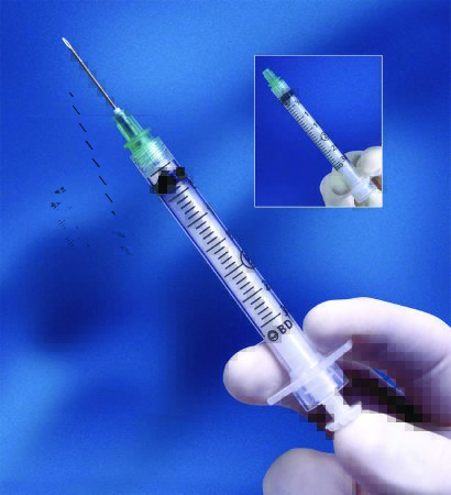 Syringe 3cc with Hypodermic Needle Integra™ 3 mL 25 Gauge 5/8 Inch Detachable Needle Retractable Needle (100/BX 4BX/CS) by BD  ID 305269